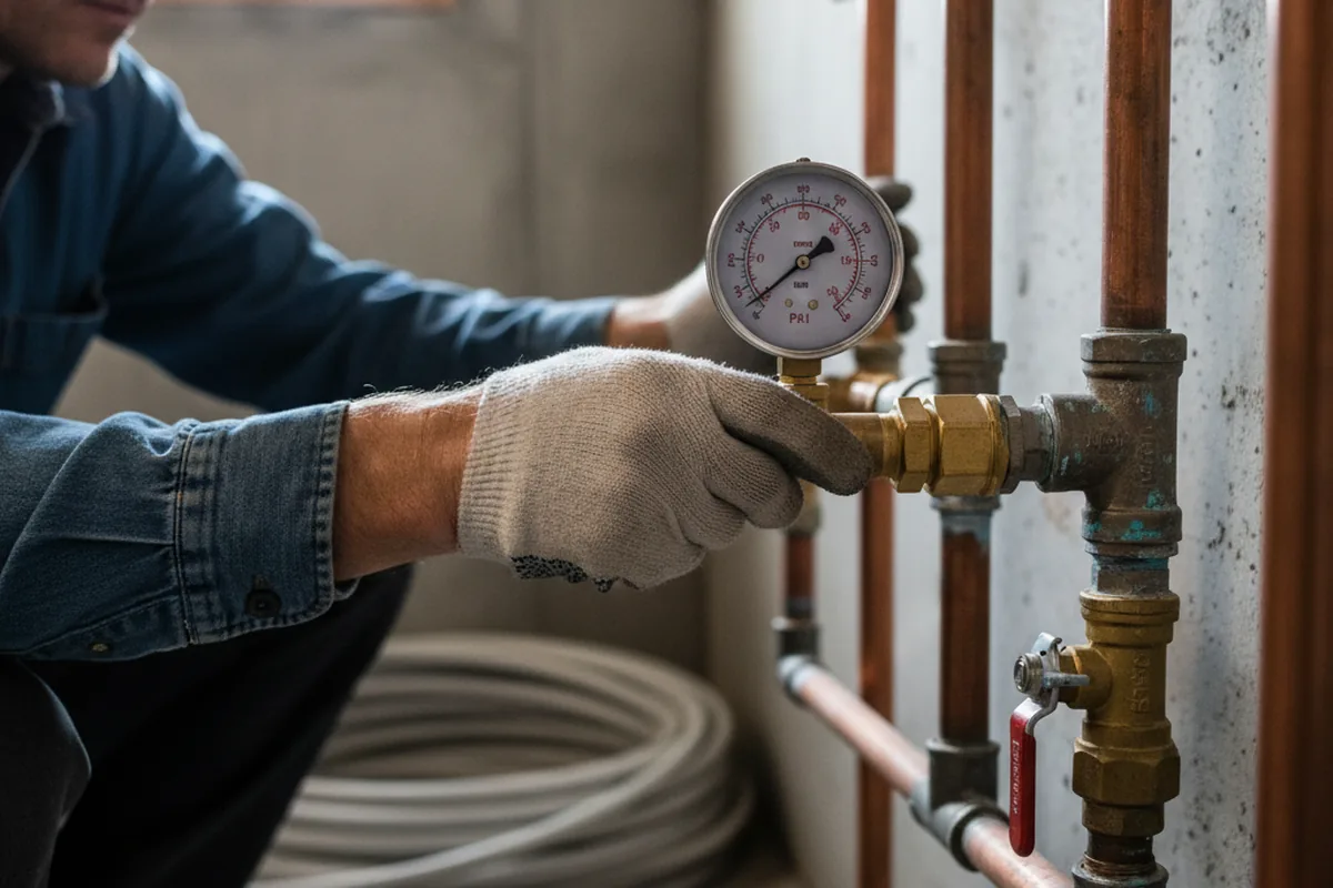 Pressure testing a repaired line during Water Line Repair in Sumerduck